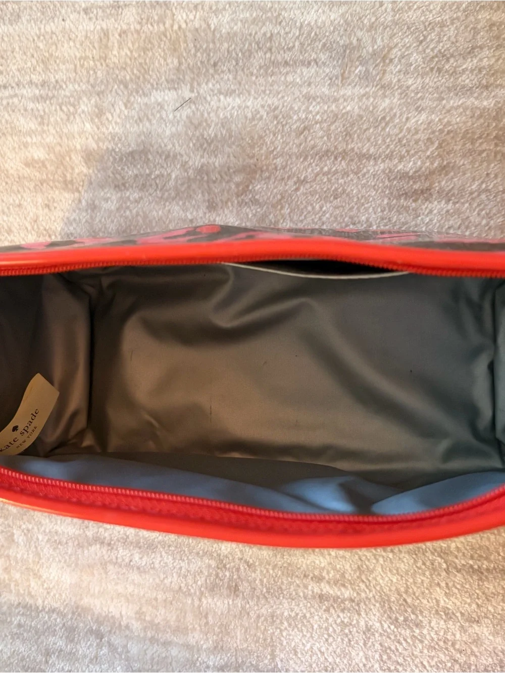 kate spade Black Patent Clutch with Pink Leopard Print and Red Trim